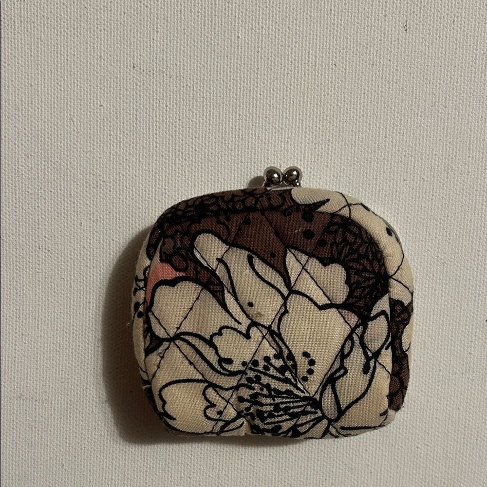 Vera Bradley Black and Cream Floral Cosmetic Case